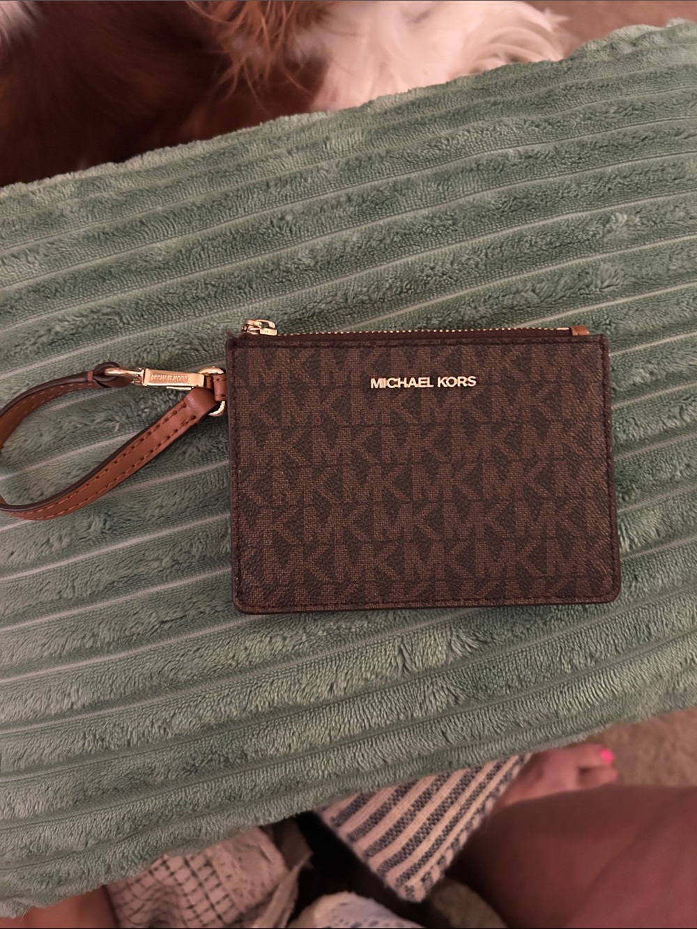 NWOT MICHAEL KORS Brown MK Logo Wristlet Card Case with Gold Hardware - Picture 7 of 7